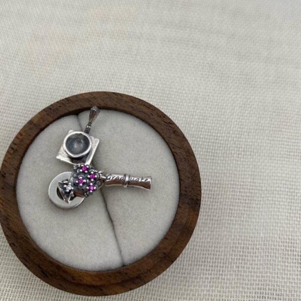 925 Silver Graduation Charm - Picture 3 of 5